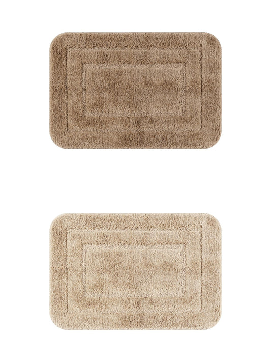 Unique Bargains Soft Absorbent Bath Mats 2 Pcs Non-Slip Plush Bathroom Rugs Khaki/Brown 16" x 24"