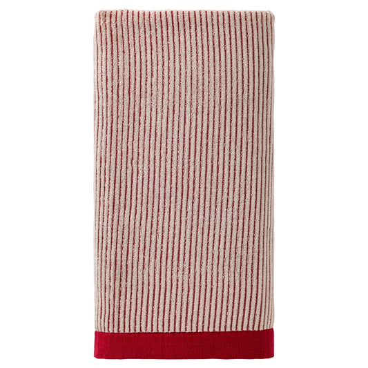 Unique Bargains Soft Highly Absorbent Pure Cotton Striped Bath Towel Red 55" x 28"