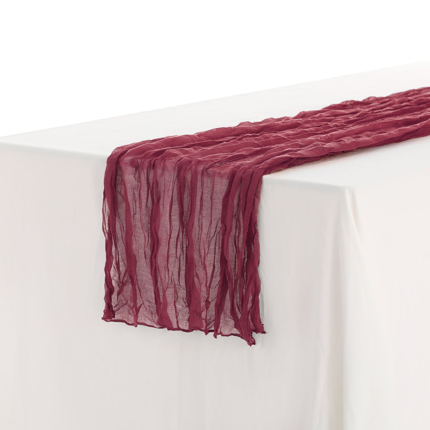 Unique Bargains Camino de Mesa de Color SÃ³lido Pancarta de Mesa de Tela Arrugada (6 Unidades) Rojo Vino 35 "X 71"