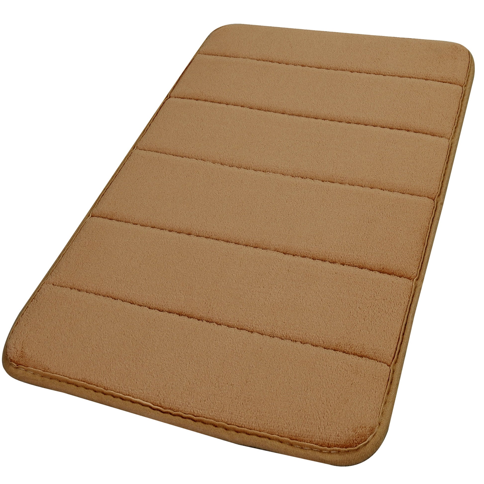 Unique Bargains Solid Contemporary Memory Foam Bath Rug Khaki 32"x20"