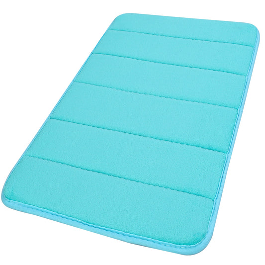 Unique Bargains Solid Contemporary Memory Foam Bath Rug Turquoise Blue 32"x20"