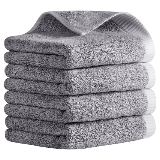 Unique Bargains Solid Hand Towels Soft Absorbent Grey 4-Pieces