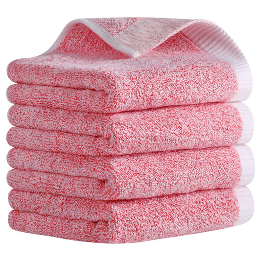 Unique Bargains Solid Hand Towels Soft Absorbent Pink 4-Pieces