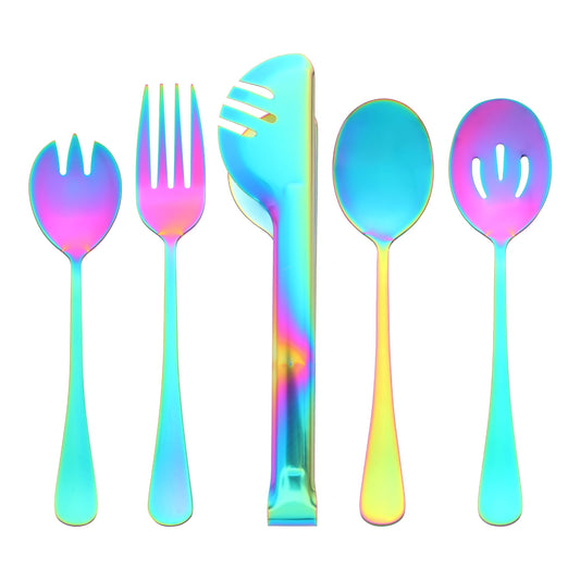 Unique Bargains Stainless Steel Flatware Cutlery Set for Kitchen Colorful 10 Pcs