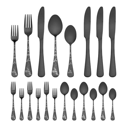 Unique Bargains Stainless Steel Flatware Set for Daily Use Gold 20pcs