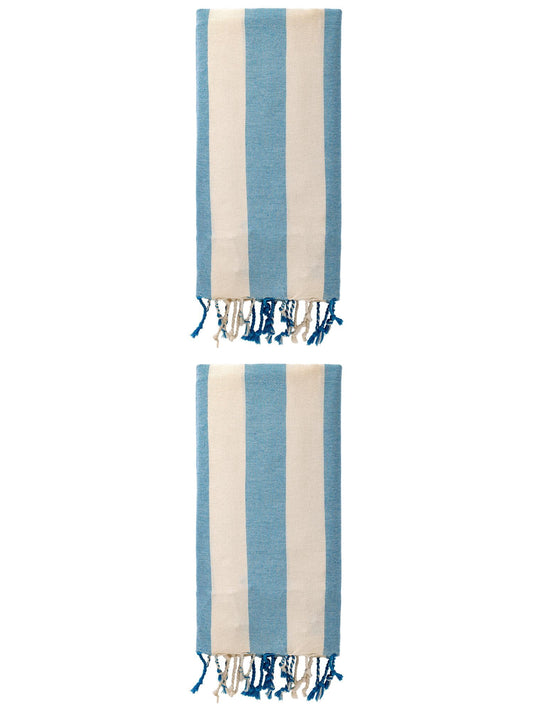 Unique Bargains Stripe Absorbent Quick Dry Beach Towel 2 Pack Blue 71"x40"