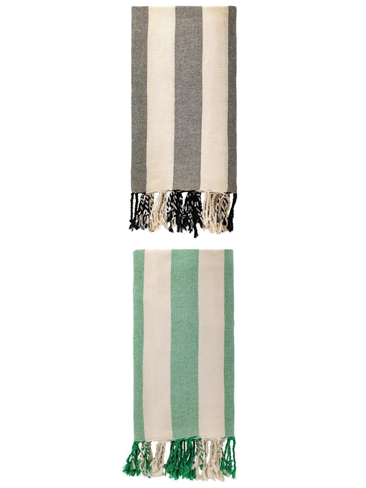 Unique Bargains Stripe Lightweight Absorbent Beach Towel 2 Pack Green/Black 71"x40"