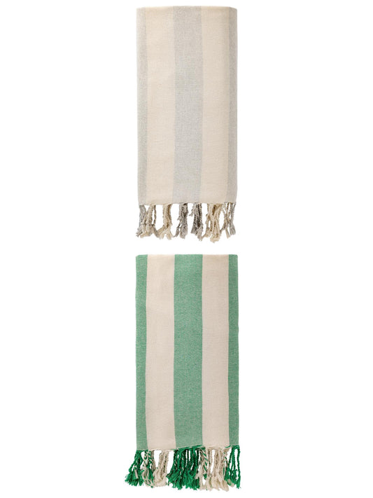 Unique Bargains Stripe Lightweight Absorbent Beach Towel 2 Pack Green/Grey 71"x40"
