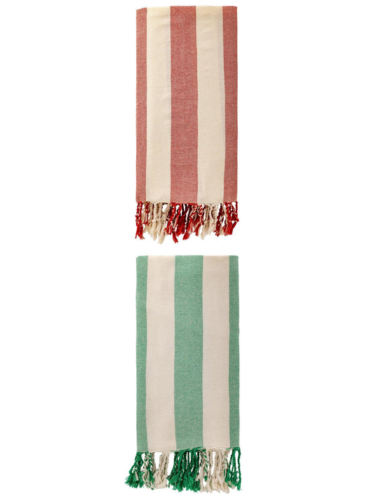 Unique Bargains Stripe Lightweight Absorbent Beach Towel 2 Pack Green/Red 71"x40"