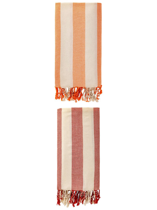 Unique Bargains Stripe Lightweight Absorbent Beach Towel 2 Pack Orange/Red 71"x40"