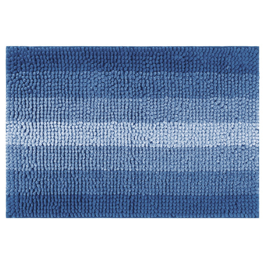 Unique Bargains Striped Bathroom Rugs Non-Slip Bath Carpet Bath Mats Navy Blue-1 16"x24"