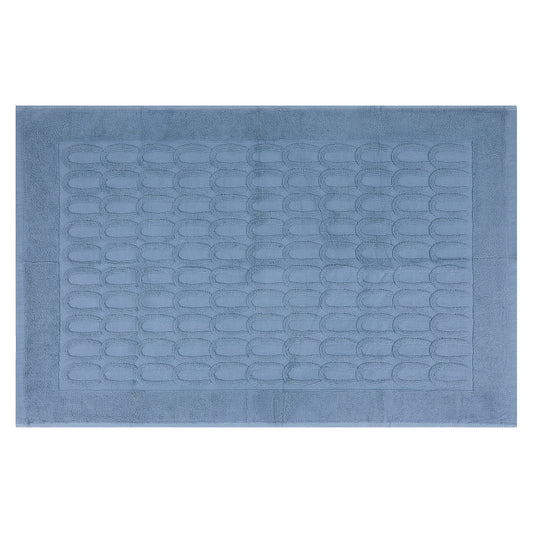 Unique Bargains Washable Textured Cotton Bath Rug Water Absorbent Mat Blue 20" x 32"