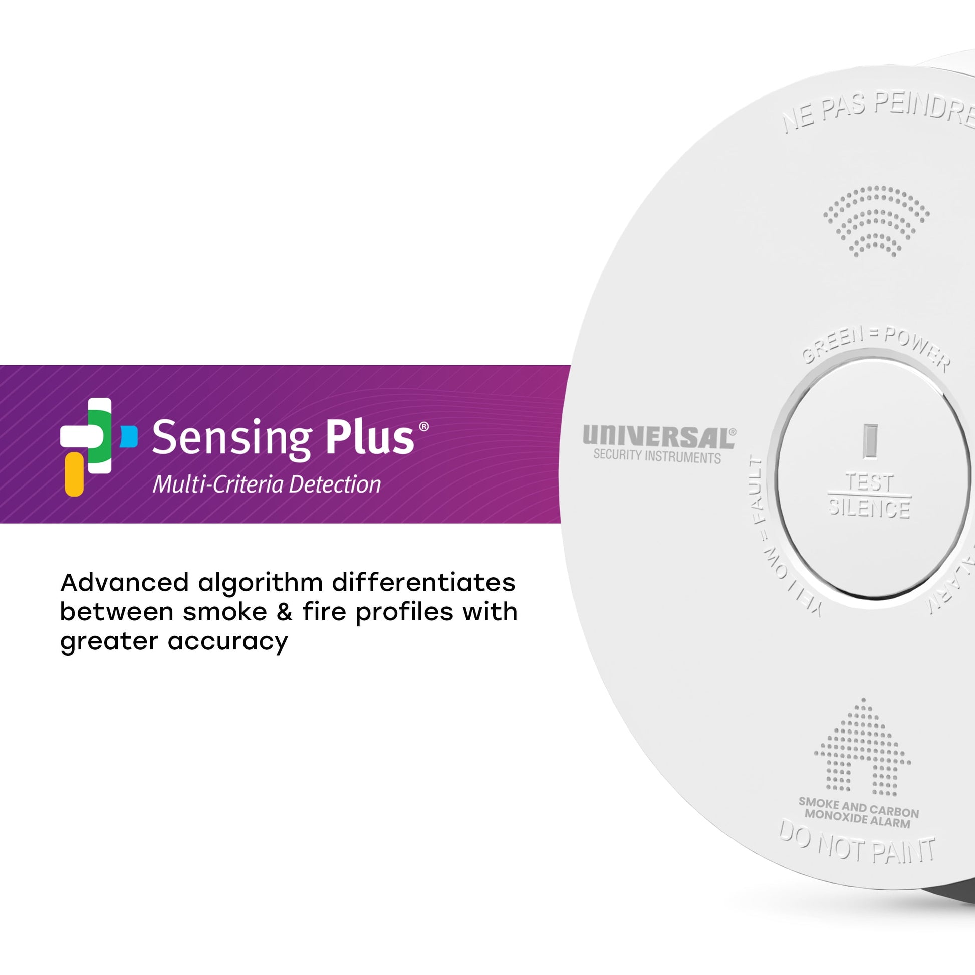 Universal Security Instruments 10-Year Battery Smoke, Fire, and Carbon Monoxide Alarm