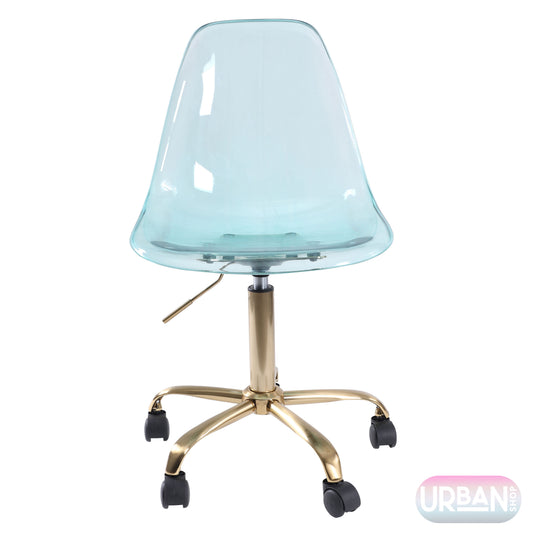 Urban Shop Acrylic Rolling Office Chair, Black, Adjustable Height, Mid Back