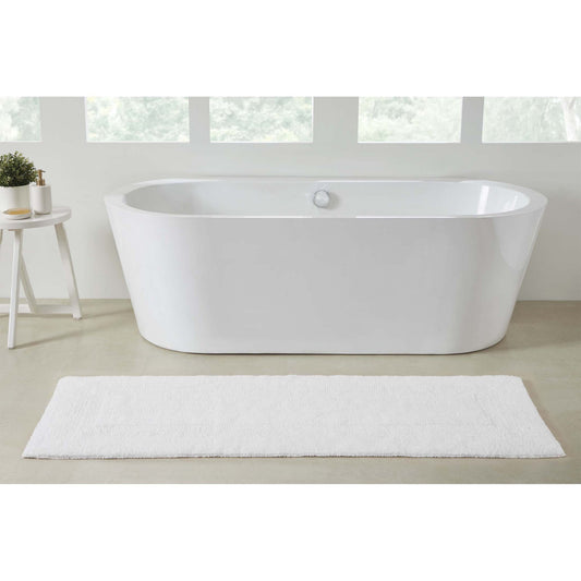 VCNY Home Jessica Bright White Ring Spun Cotton Reversible Bath Runner, 24" x 60"