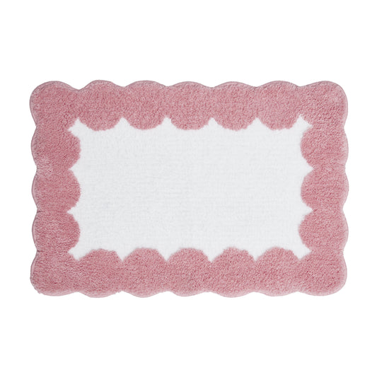 VCNY Home Pink/White Dotted Edge Tufted Bath Rug, 18" x 27"