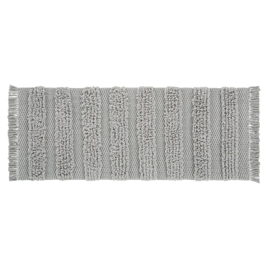 VCNY Home Savannah Fringe Grey Stripe Cotton Blend Bath Runner Rug, 24" x 60"
