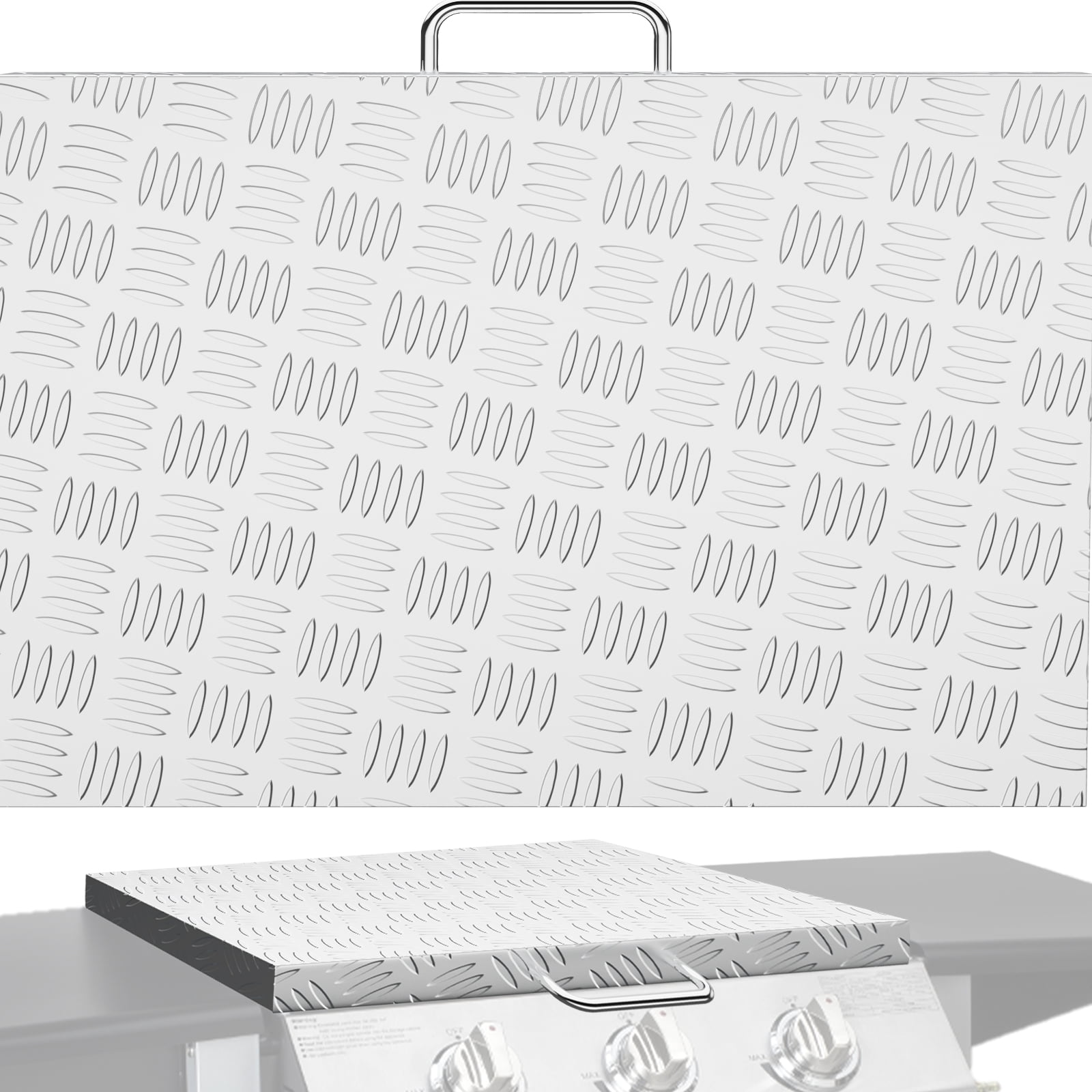 VEVOR Tapa de Plancha, Compatible con Blackstone Plancha de 28", Cubierta de Plancha de Aluminio con PatrÃ³n de Diamante y Acero de Superficie Plana, Cubierta RÃ­gida Impermeable para Plancha con Asa Resistente Al Calor