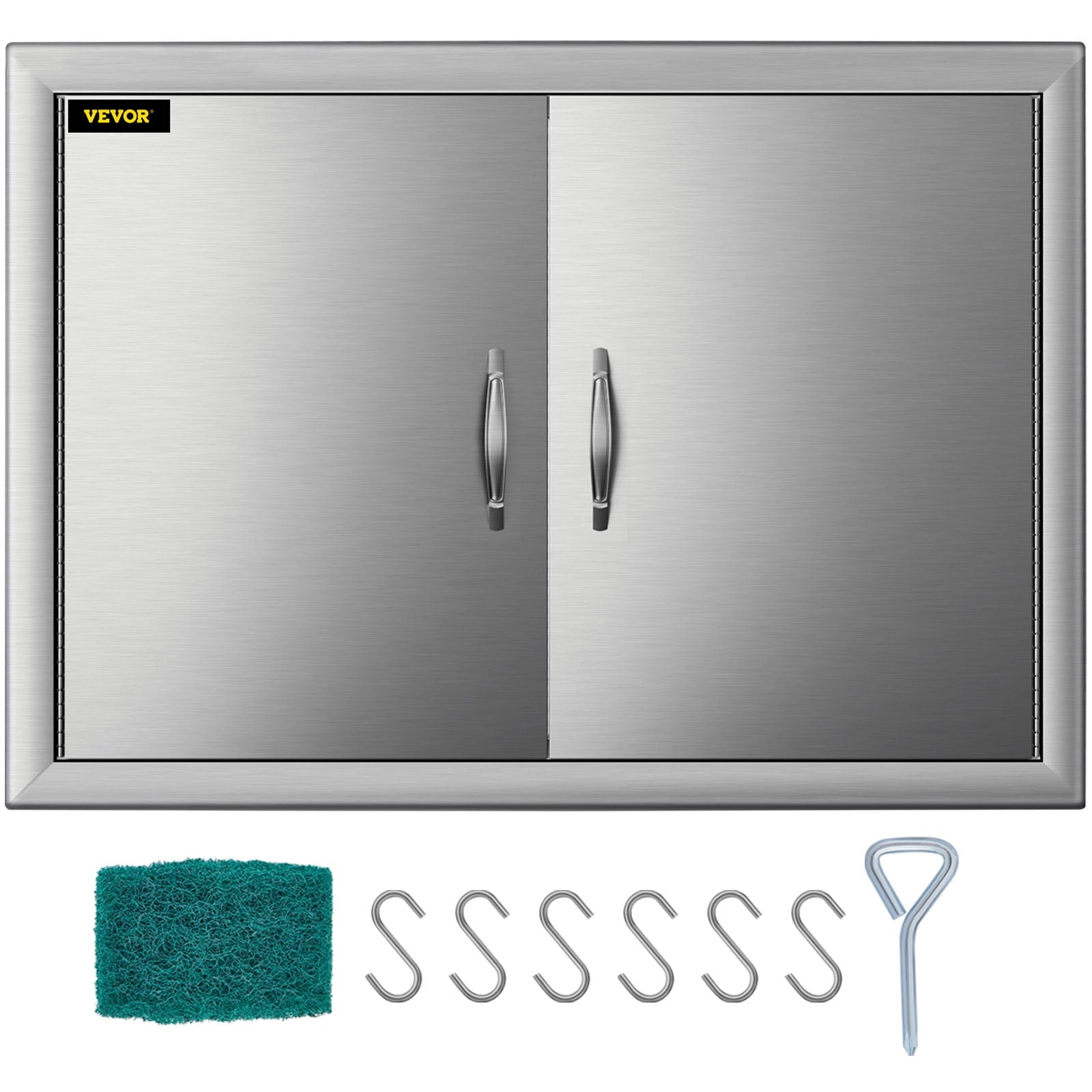 VEVORbrand BBQ Access Door 28W X 19H inch, Double BBQ Door Stainless Steel, Outdoor Kitchen Doors for BBQ Island, Grill Station, Outside Cabinet