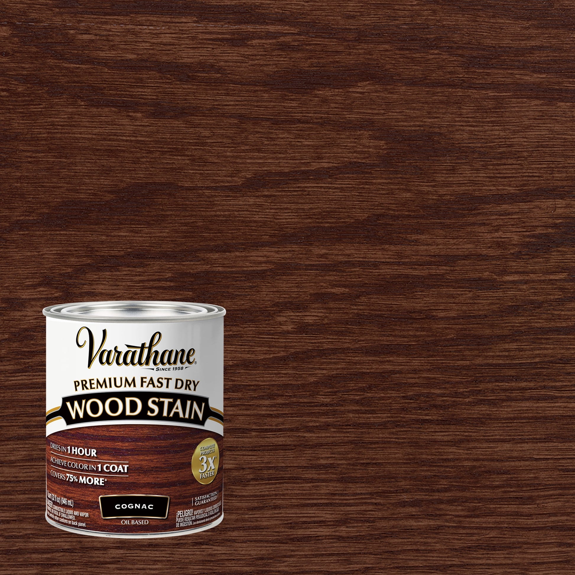 2 Pack, Cognac, Varathane Premium Fast Dry Wood Stain-384350, Quart