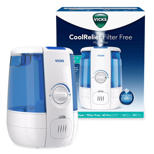 Vicks 1.2 gal 400 sq ft Cool Relief Filter Free Ultrasonic Humidifier, VUL600