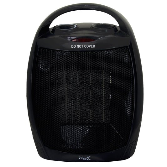 Vie Air 1500W Portable 3-Settings Black Ceramic Heater with Adjustable Thermostat