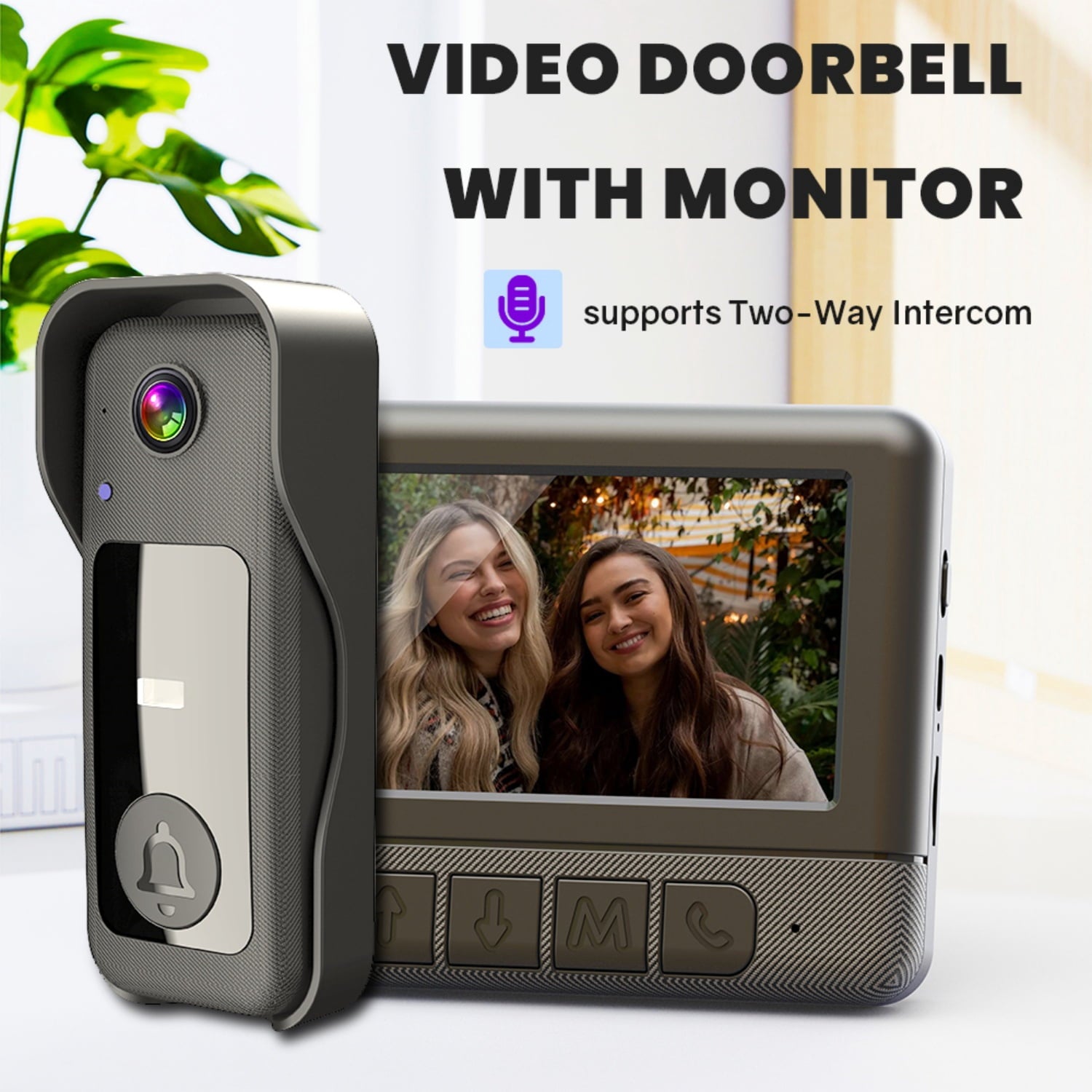 Visual smart doorbell with 4.3-inch color display, 0.3 megapixel camera for home security