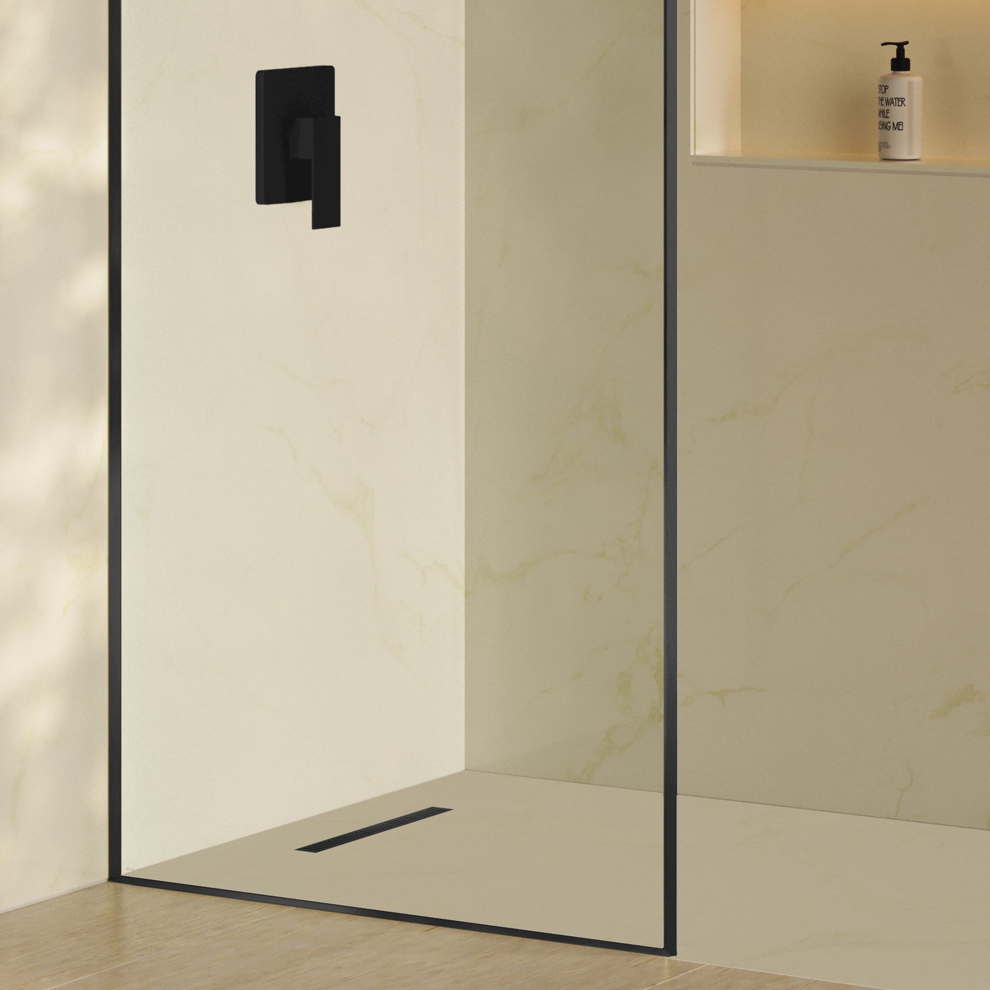 Voltaire 18" Stainless Steel Linear Shower Drain in Matte Black