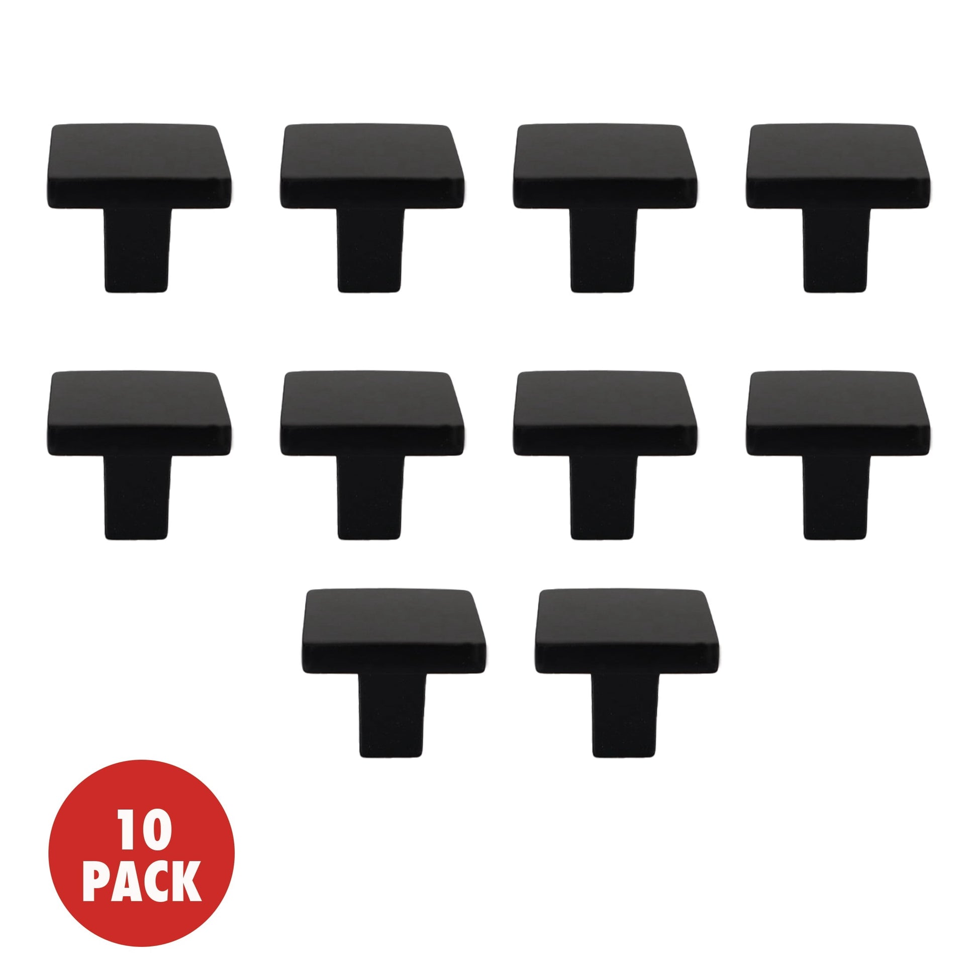 WÃ¼rth Matte Black Square Cabinet Knob, 10 pack