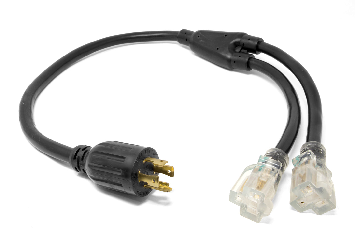 WEN 3 ft. 10-Gauge SJTW Generator Extension Cord Splitter (converts L14-30R to two 5-20R outlets)