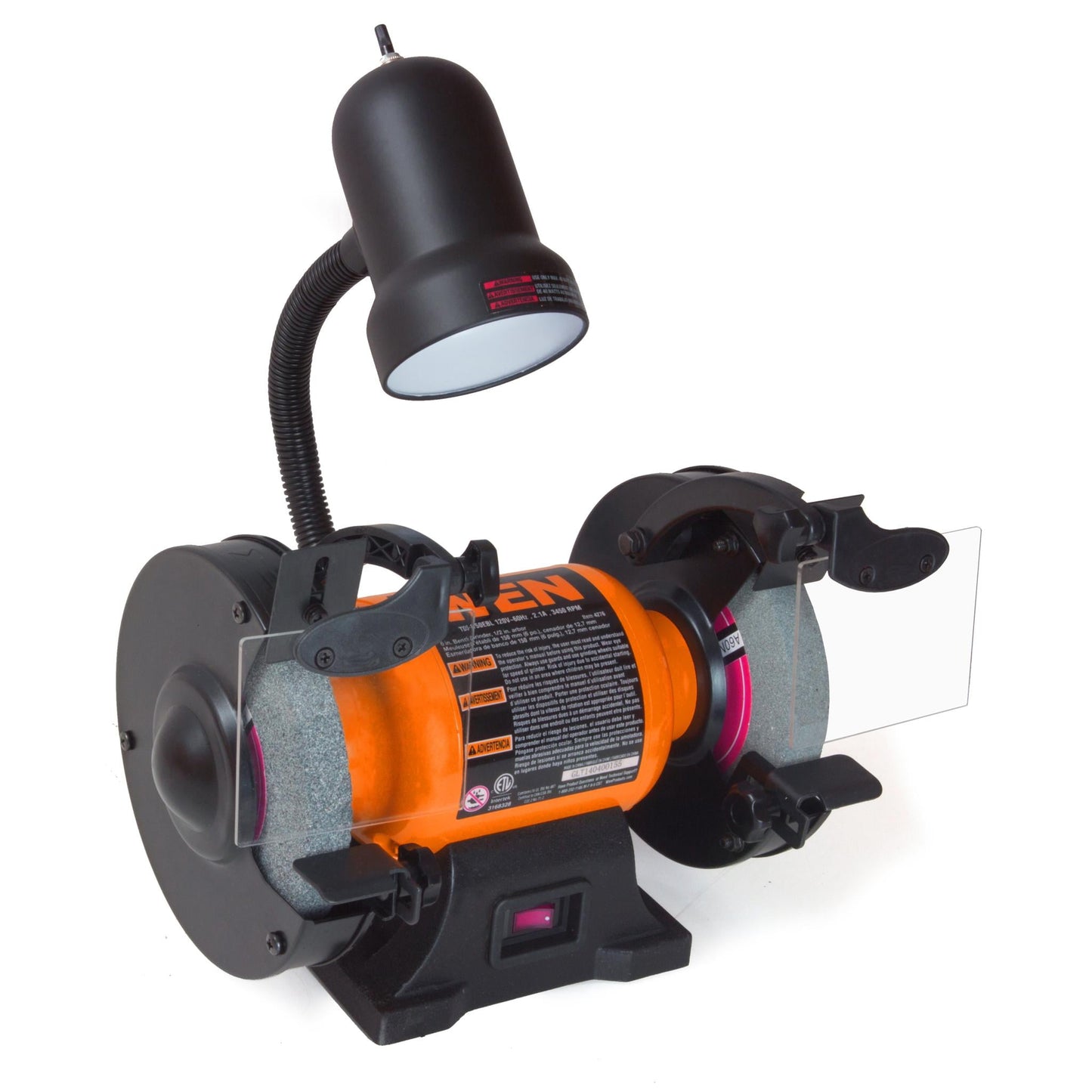 WEN 2.1-Amp 6-Inch Single Speed Bench Grinder with Flexible Work Light