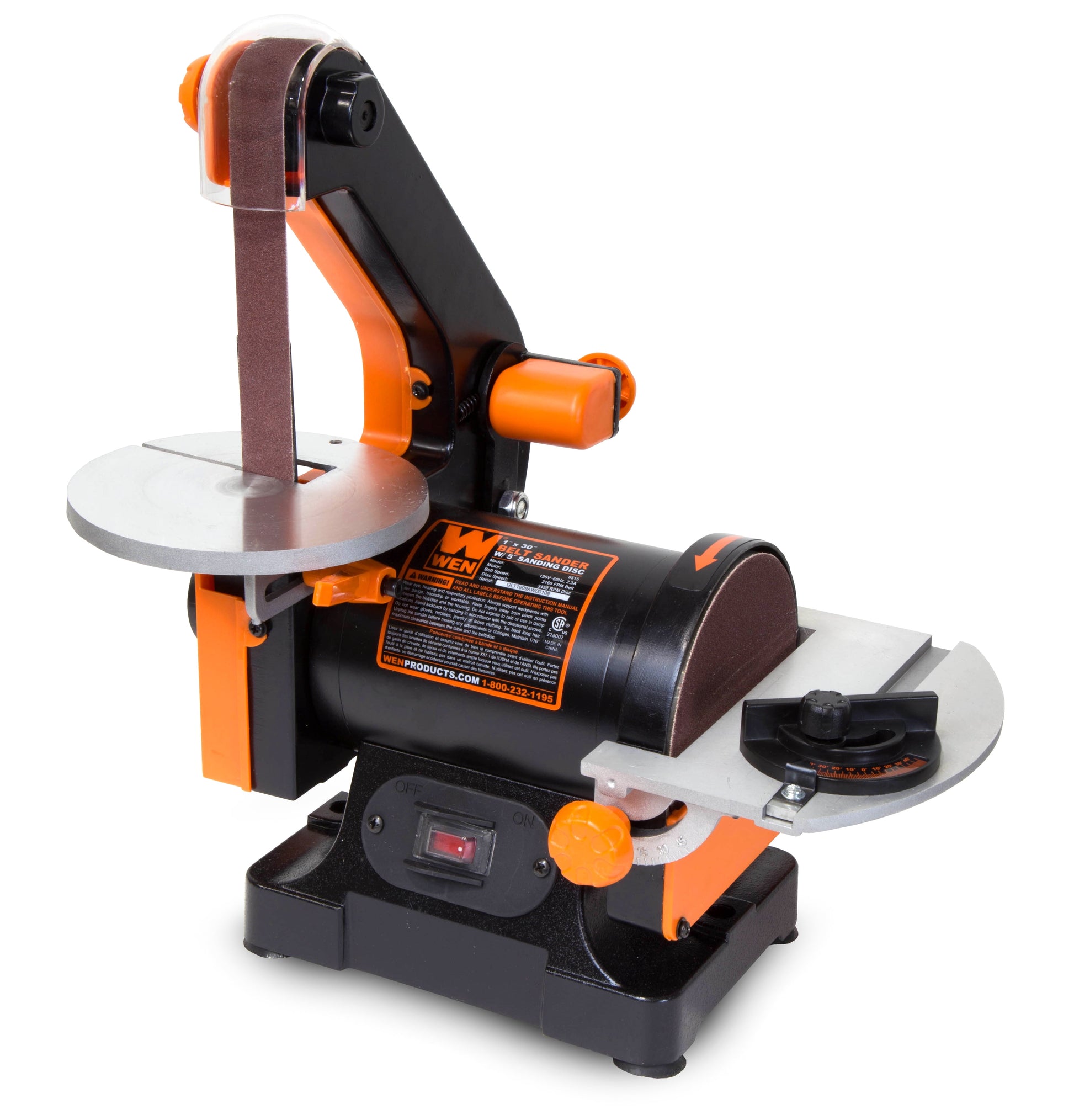 WEN Products 2.3-Amp 1 x 30-inch Belt Sander with 5-Inch Sanding Disc, 6515T