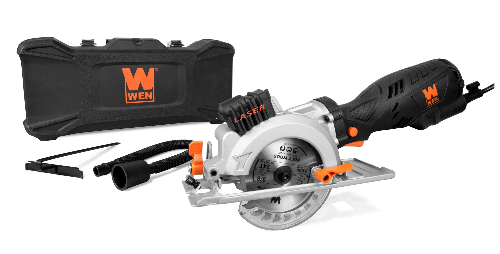 WEN 5-Amp 4-1/2-Inch Beveling Compact Circular Saw with Laser and Carrying Case, 3625