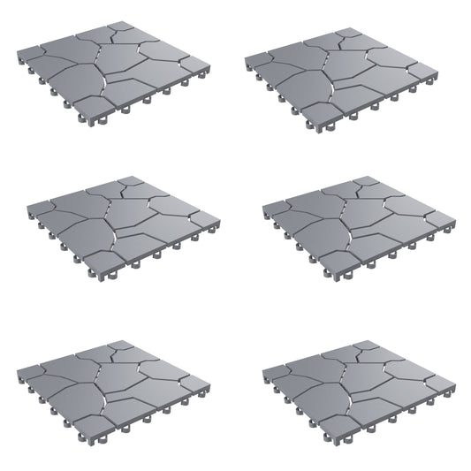 Pure Garden Paquete de 6 Azulejos para Terrazas Entrelazados Resistentes a la Intemperie (Gris)
