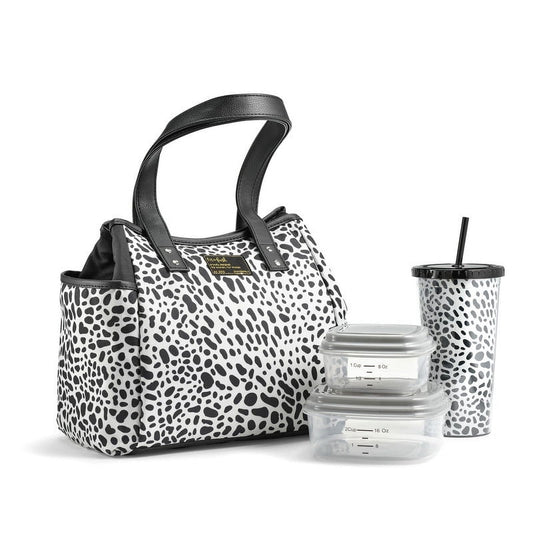 Westerly Lunch Bag Kit with 2 containers and Matching Tumbler - Luxe Cheetah