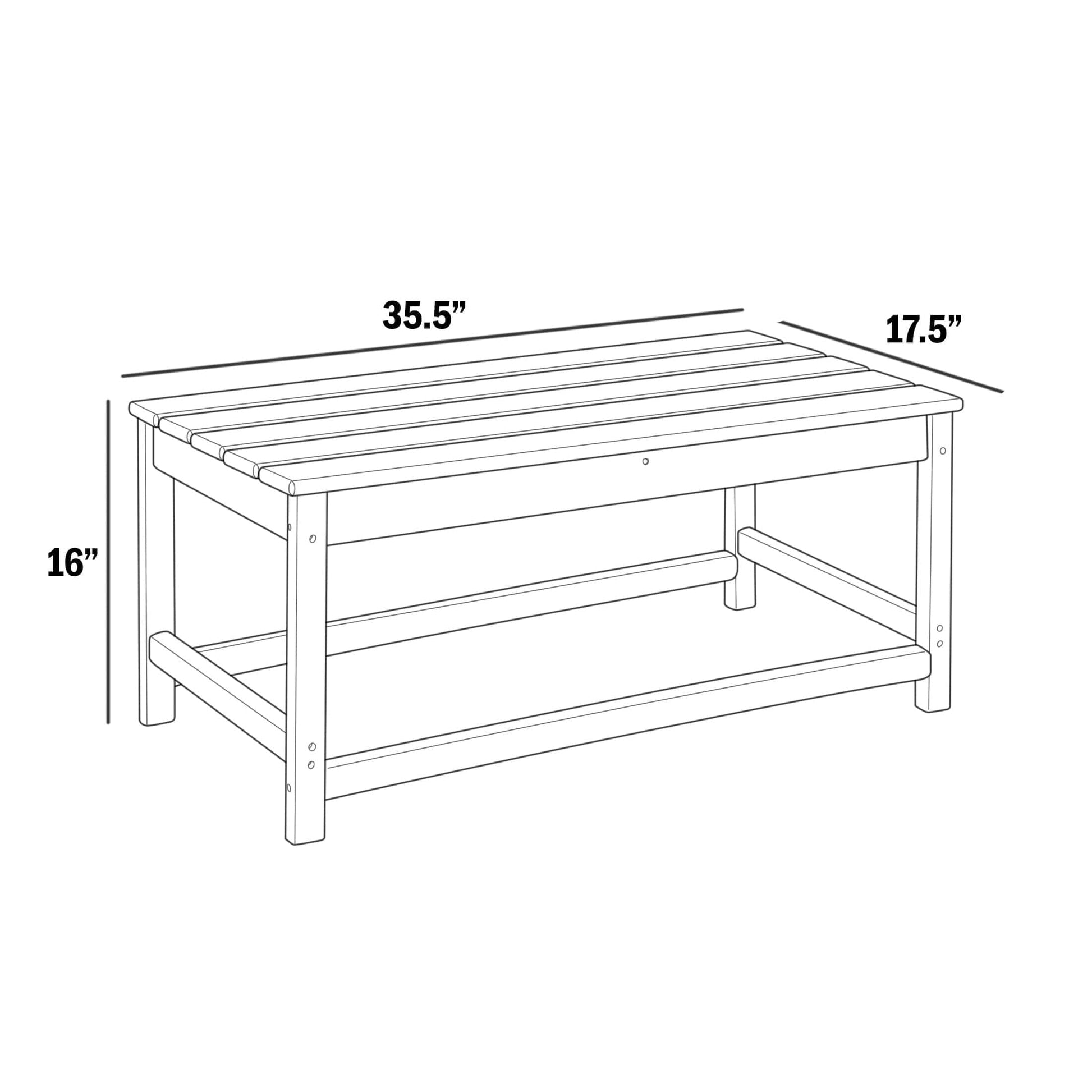 Westin Outdoor 35" Inch Adirondack Coffee Table for Patio Backyard UV Weather Resistant HDPE Plastic, White
