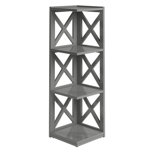 Weston Home Rebecca Wood 3-Shelf Corner Bookcase, Gray
