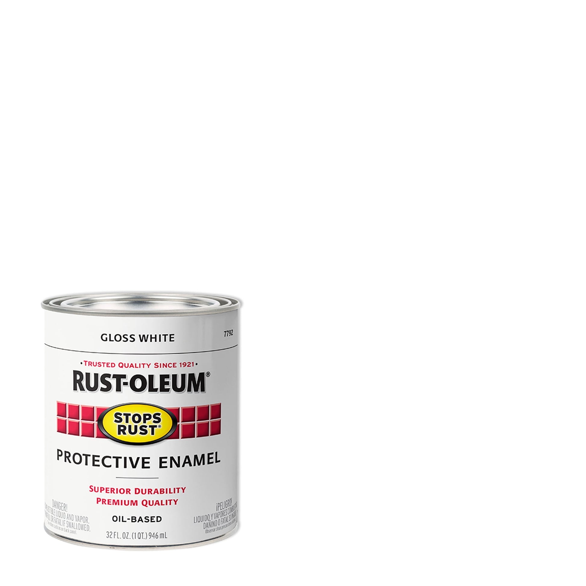 4 Pack, White, Rust-Oleum Stops Rust Gloss Protective Enamel- 7792504, Quart