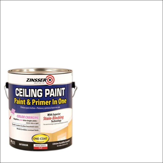 White , Zinsser Flat Ceiling Paint & Primer in One- Gallon, 1 Pack