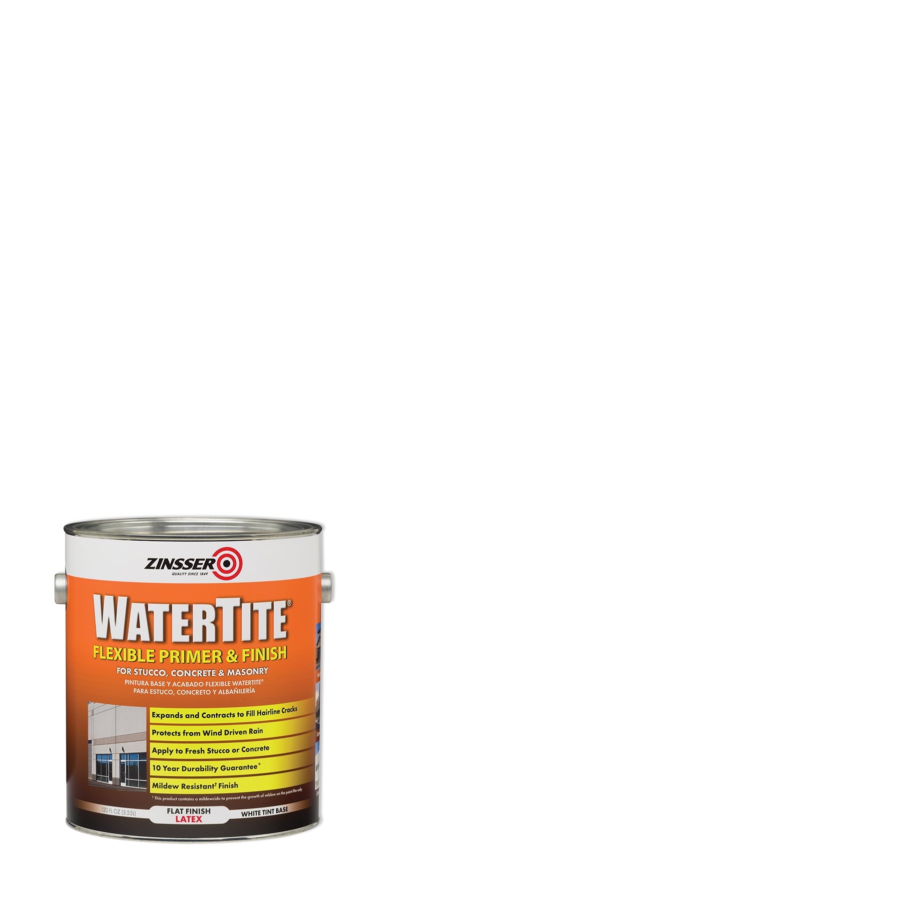 White , Zinsser Matte WaterTite Flexible Primer and Finish Paint- Gallon, 1 Pack