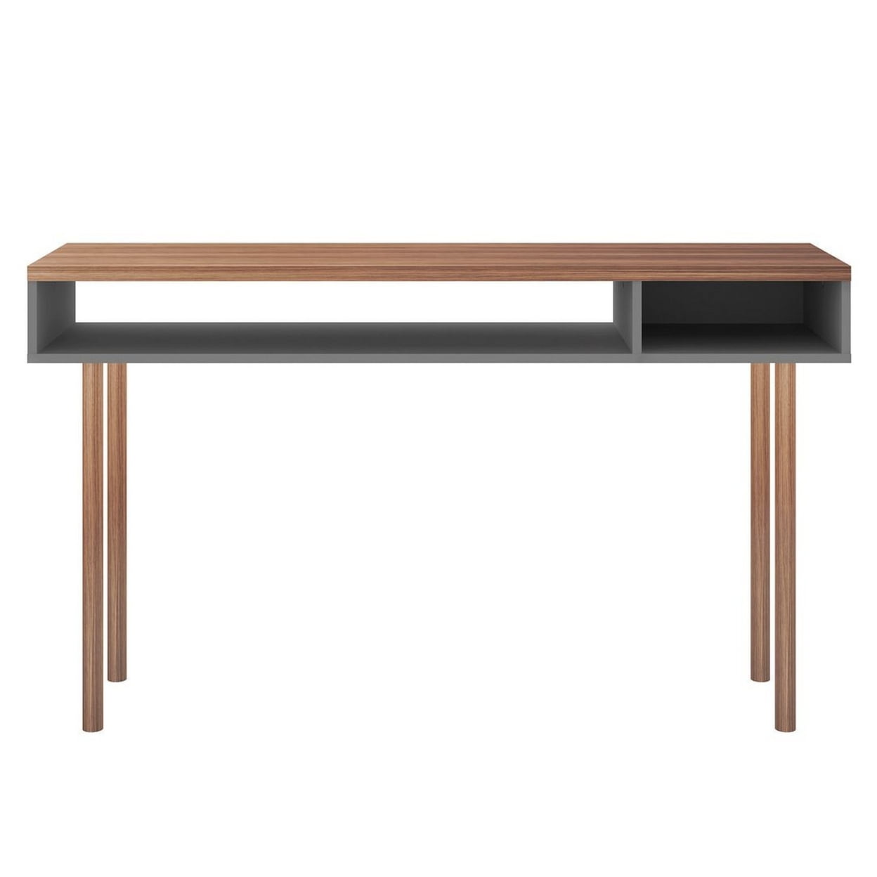 Windsor 47.24 Modern Console Accent Table Entryway with 2 Shelves in Off White and Nature