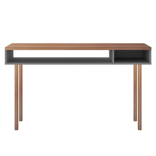 Windsor 47.24 Modern Console Accent Table Entryway with 2 Shelves in Off White and Nature