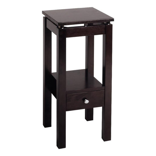Winsome Linea Transitional Solid Wood End Table with Chrome Accents in Espresso