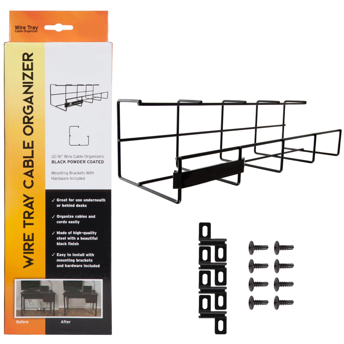 Wire Tray Desk Cable Organizer - 32" Open Slot Raceway by Edison Supply (1 Pack)