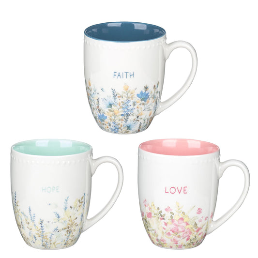 With Love Coffee Tea Mug Set Inspirational Faith Hope Love 3pc, 13oz (Other)