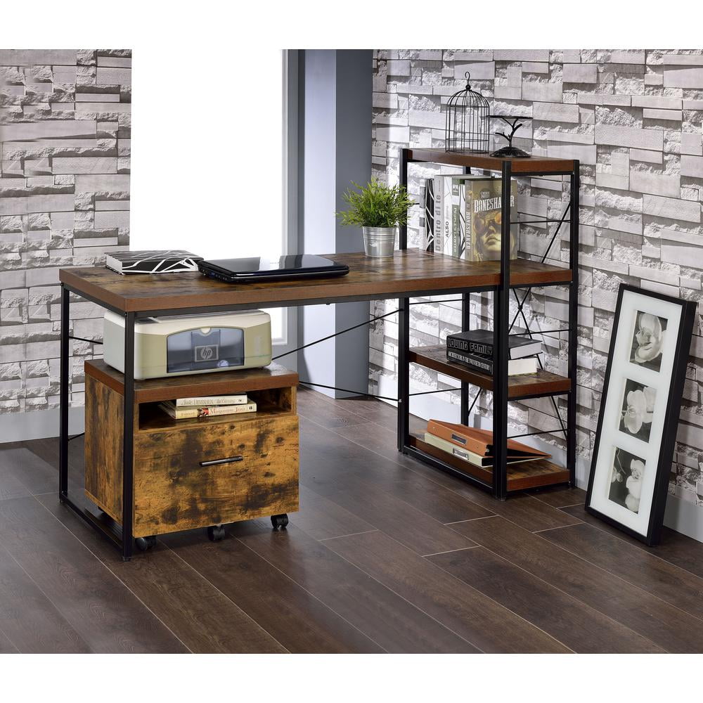ACME Bob 1-Drawer Wooden File Cabinet in Weathered Oak