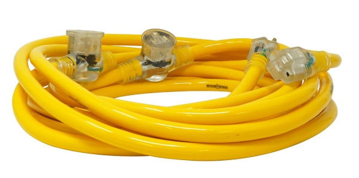 Yellow Jacket 2830 Cable Adaptador STW Amarillo de 25' con Bloque de EnergÃ­a Iluminado de 3 Tomas
