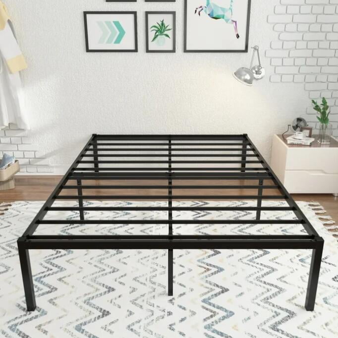 Yoneston 16 Inch Full Solid Metal Platform Bed Frame with Under-Bed Storage for Adults, Teens, Black