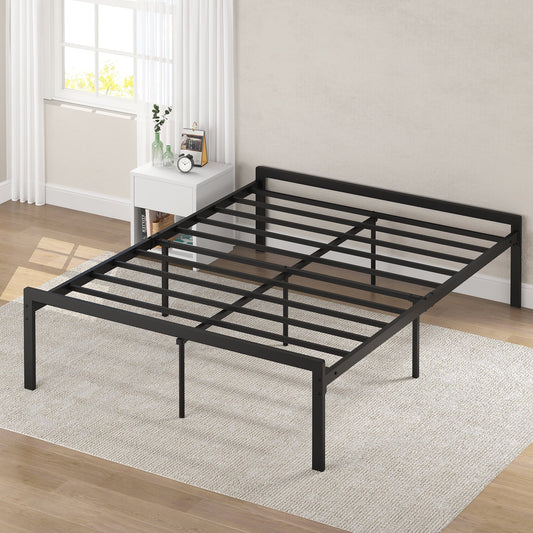 Yoneston Heavy Duty Queen Size 16â€ Metal Platform Bed Frame with Large Under-Bed Storage Space, Black