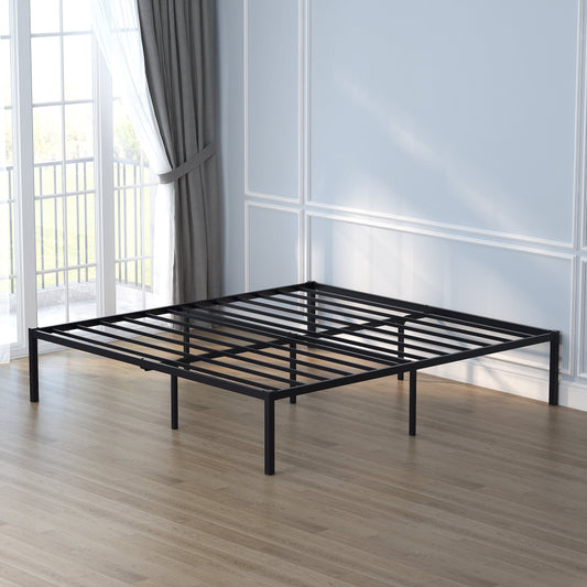 Yoneston Heavy Duty 18" King Size Metal Platform Bed Frame with Under-Bed Storage No Box Spring Required, Black